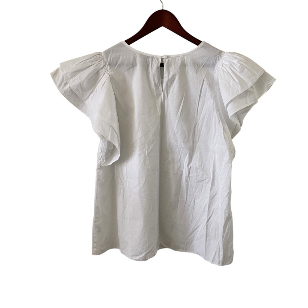 Halogen White Cotton Flutter Sleeve Top Women’s Size XS - Picture 2 of 5